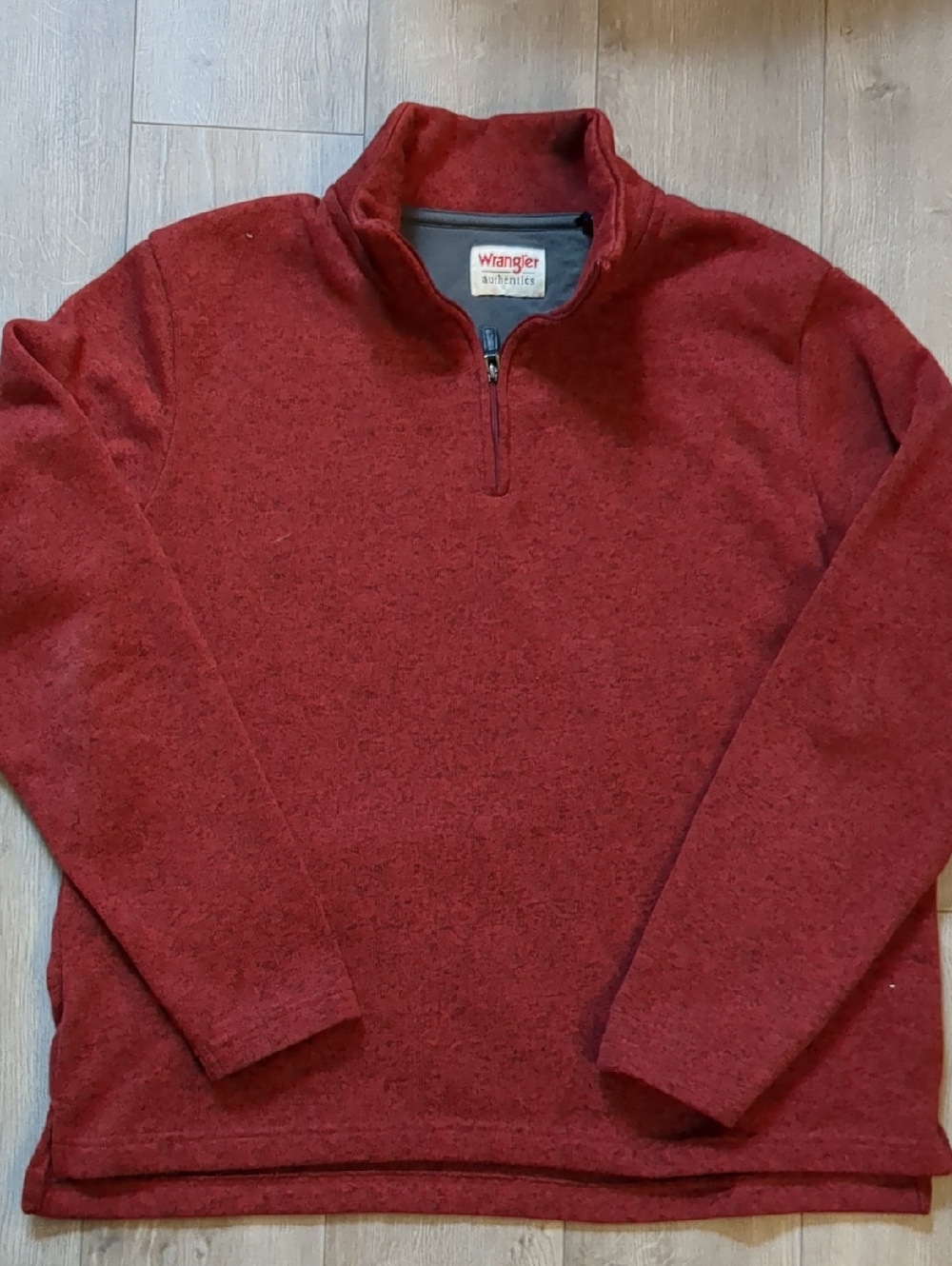 MENS WRANGLER AUTHENTICS 1/4 ZIP SWEATER PULLOVER  (HEATHER RED) SIZE L